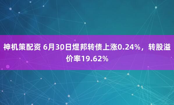神机策配资 6月30日煜邦转债上涨0.24%，转股溢价率19.62%